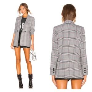 Anine Bing Plaid Madeline Double Breasted Blazer Jacket Small NEW